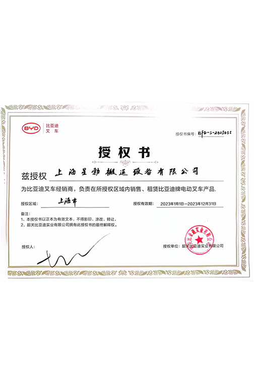 龙泉市BYD2023授权书